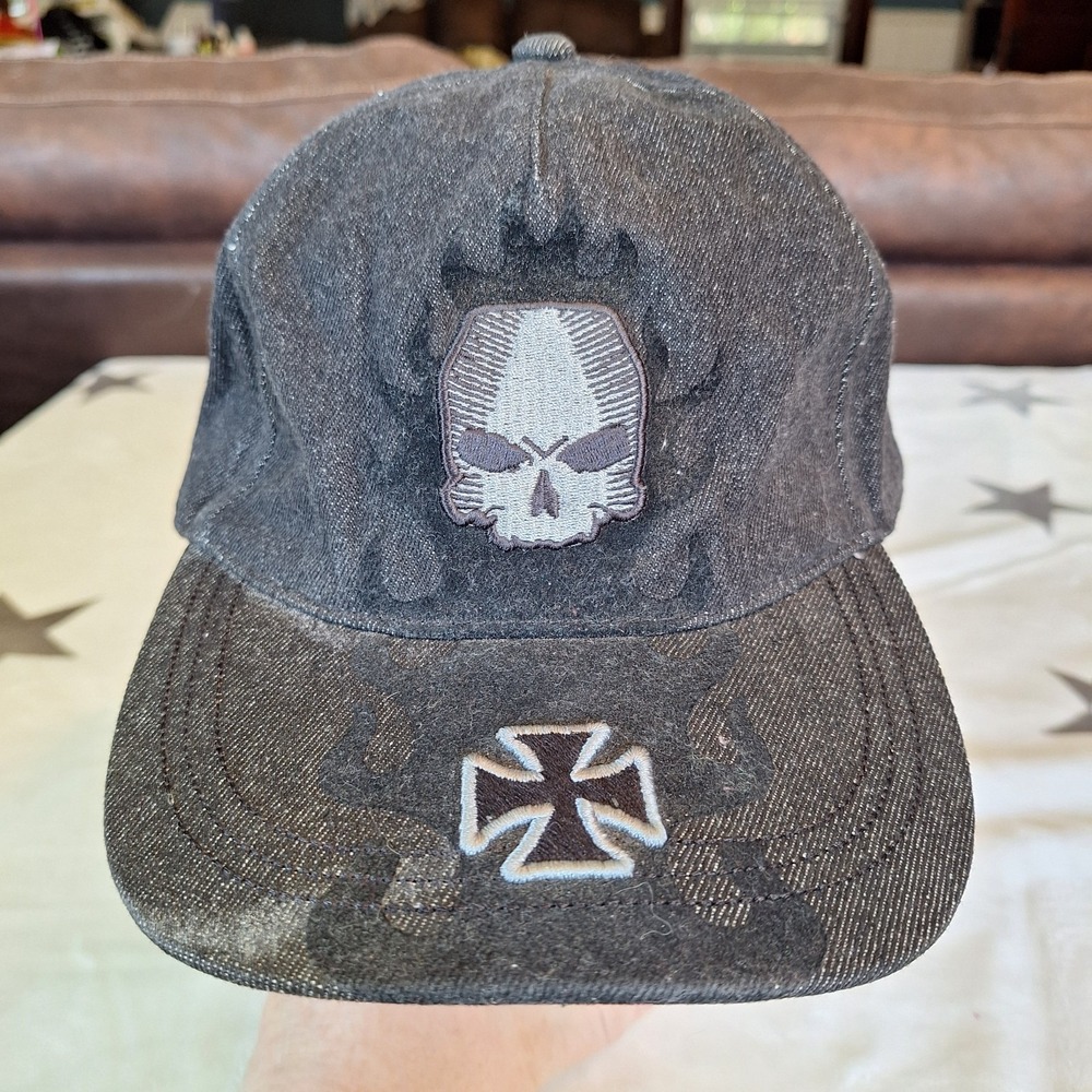 Vintage Outlaw Ink Biker Strap Back Baseball Cap Hat Embroidered Born To Raise